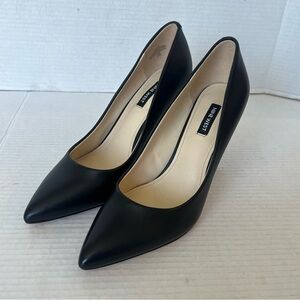 Nine West Women's Flax Pointed Toe Dress Pump Black Leather 8.5W #